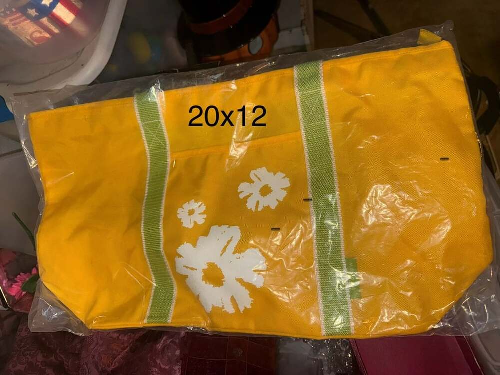 Mary Kay Canvas Tote Bag Daisy Floral Yellow Green 20x12 New